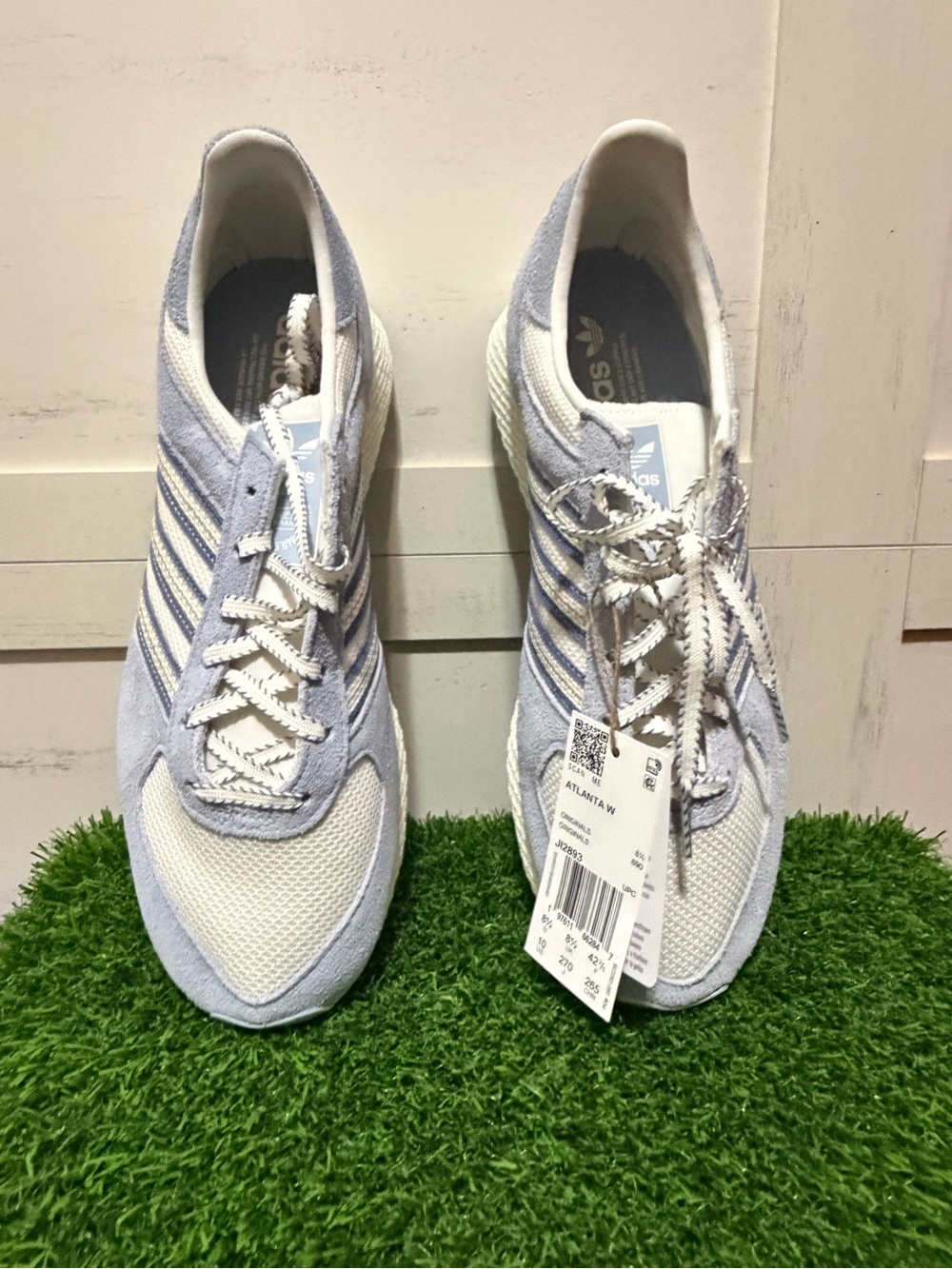 adidas Women's Light Blue and White Retro Runner Sneakers
